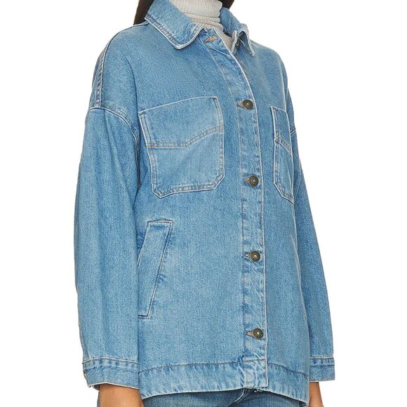new FREE PEOPLE 100% Cotton Madison City Denim Jacket 6MS3 - Picture 8 of 9